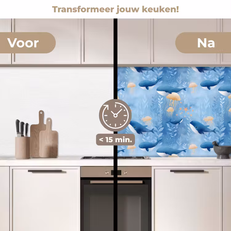 Walvissen - Oceaan - Blauw keuken achterwand 2 middel 871 -voor-na2_NL