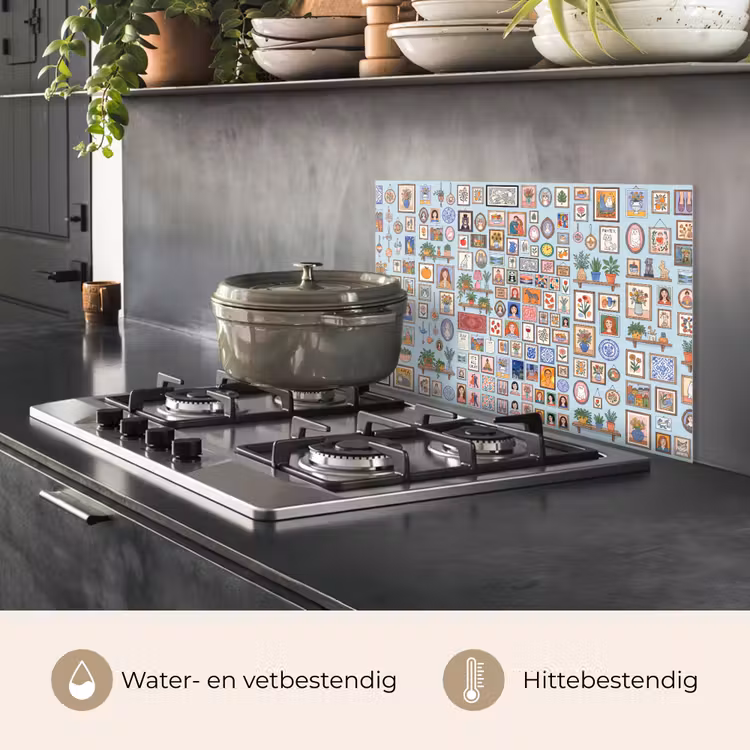 Wanddecoratie - Collectie - Huis - Illustratief - Kleurrijk keuken achterwand spatscherm klein -usp_NL