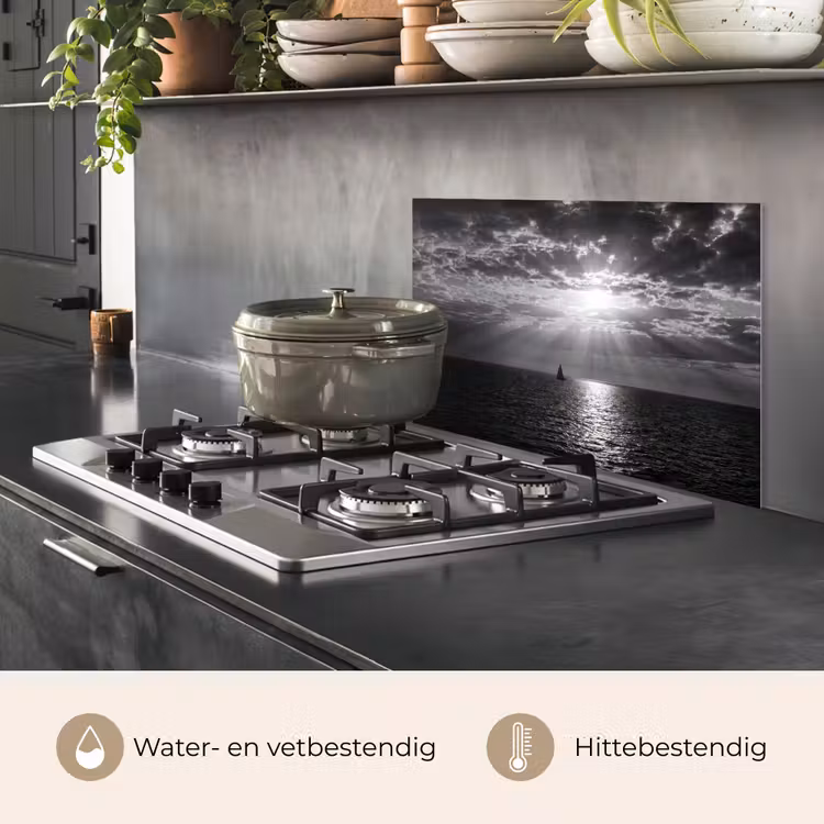 Water - Boot - Lucht - Natuur - Zwart-wit keuken achterwand spatscherm klein -usp_NL