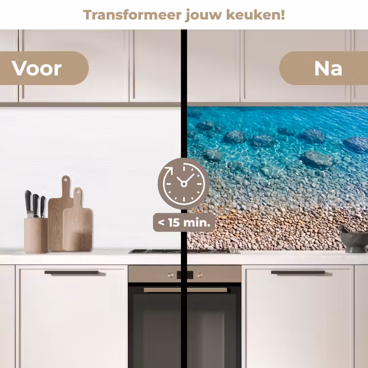 Water - Kiezels - Natuur - Levendig - Turkoois keuken achterwand 2 middel -voor-na2_NL