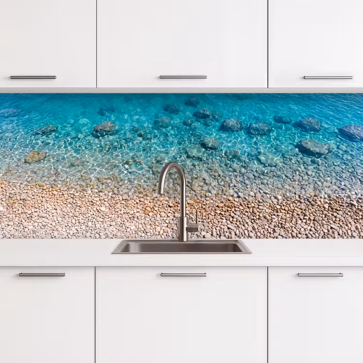 Water - Kiezels - Natuur - Levendig - Turkoois keuken achterwand 2 middel -3d