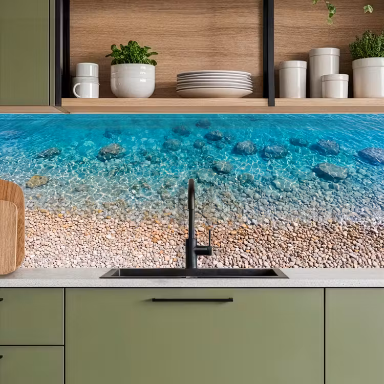 Water - Kiezels - Natuur - Levendig - Turkoois keuken achterwand 2 middel -sfeer3