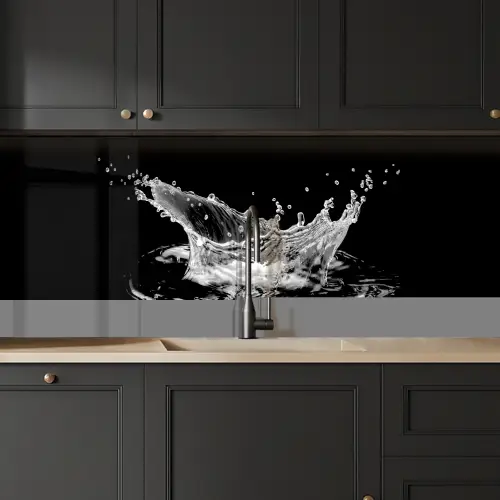 Water - Splash - Water - Zwart keuken achterwand 2 middel -sfeer1