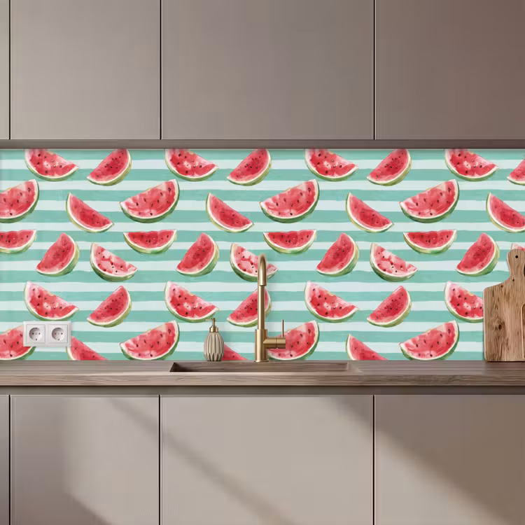 Watermeloen - Strepen - Groen keuken achterwand 2 middel 871 zz_3dshopping