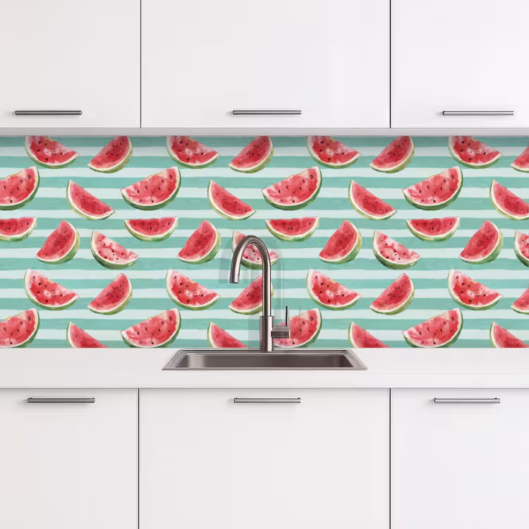 Watermeloen - Strepen - Groen keuken achterwand 2 middel 871 -3d