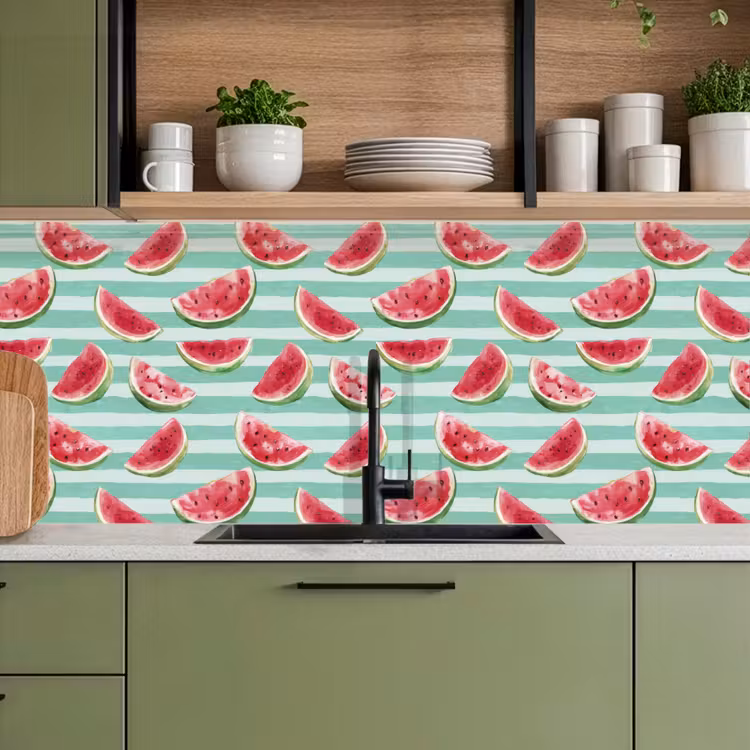 Watermeloen - Strepen - Groen keuken achterwand 2 middel 871 -sfeer3