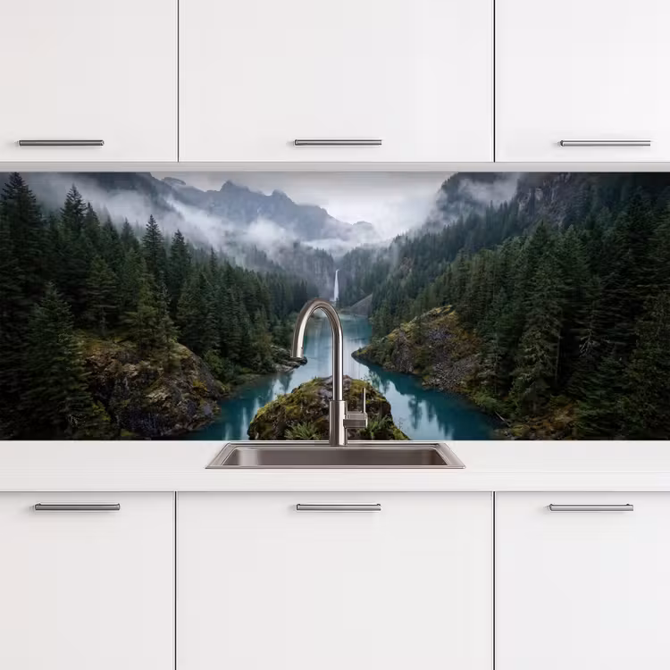 Waterval - Bomen - Bergen keuken achterwand 2 middel -3d