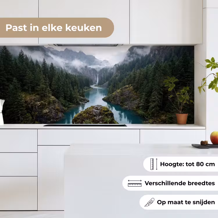 Waterval - Bomen - Bergen keuken achterwand 2 middel -sfeer4_NL
