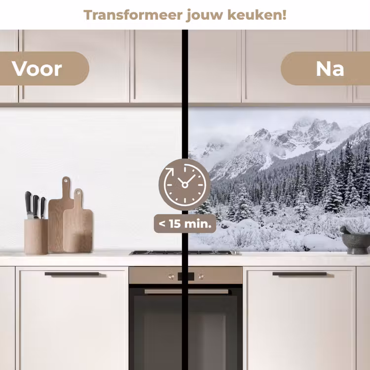 Weg - Bergen - Sneeuw - Naaldbos - Avontuurlijk keuken achterwand 2 middel -voor-na2_NL