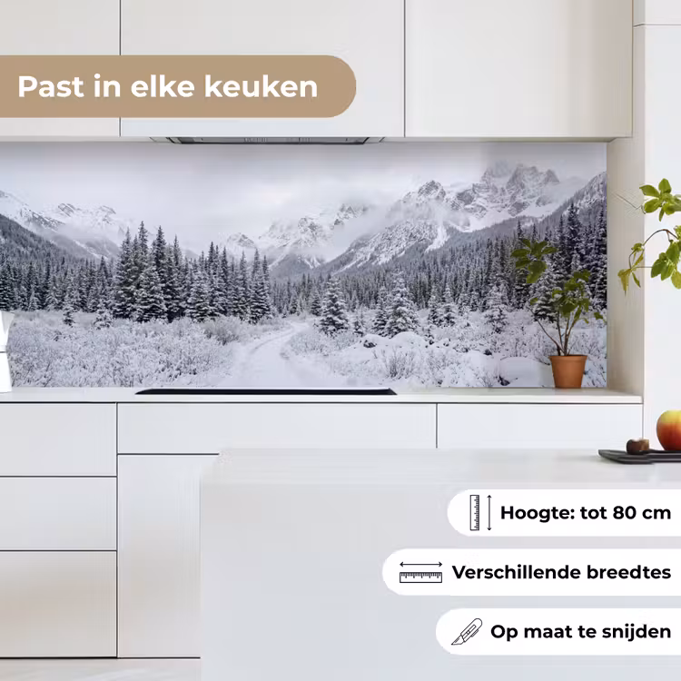 Weg - Bergen - Sneeuw - Naaldbos - Avontuurlijk keuken achterwand 2 middel -sfeer4_NL