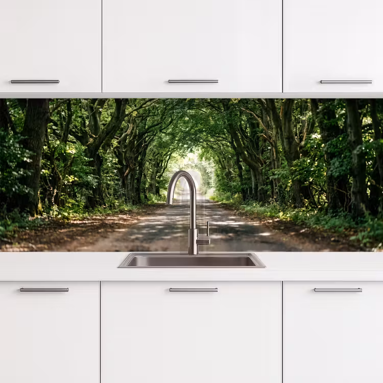 Weg - Bomen - Natuur - Groen keuken achterwand 2 middel -3d