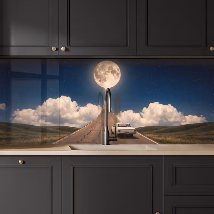 Keuken achterwand - Weg - Maan - Nacht - Weg - Maan - Nacht keuken achterwand 2 middel