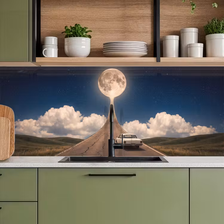 Keuken achterwand - Weg - Maan - Nacht - Weg - Maan - Nacht keuken achterwand 2 middel