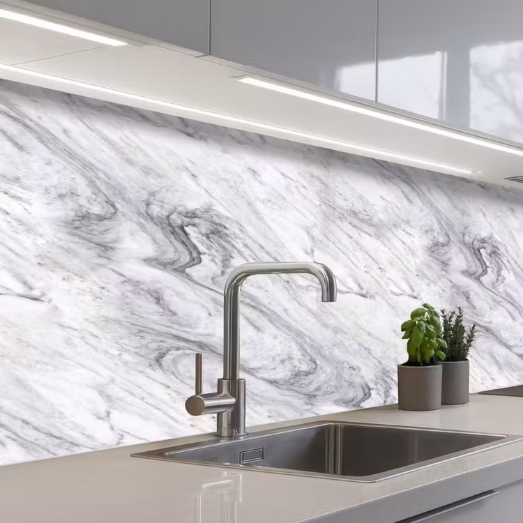 Wervelende - Grijsstructuur - Marmer - Wit keuken achterwand 2 middel 871 -3d_schuin