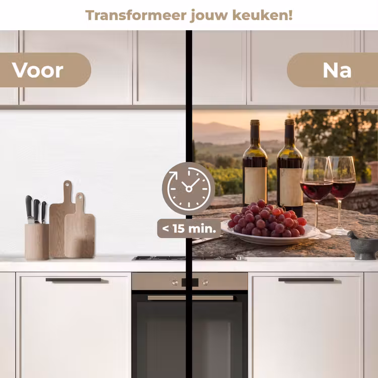 Wijn - Glazen - Druiven - Wijngaard keuken achterwand 2 middel -voor-na2_NL