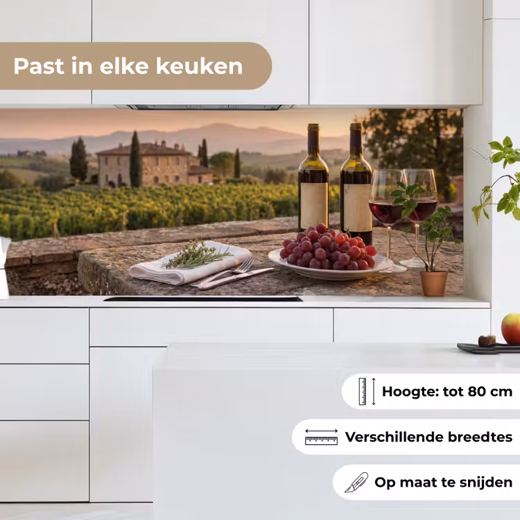 Wijn - Glazen - Druiven - Wijngaard keuken achterwand 2 middel -sfeer4_NL