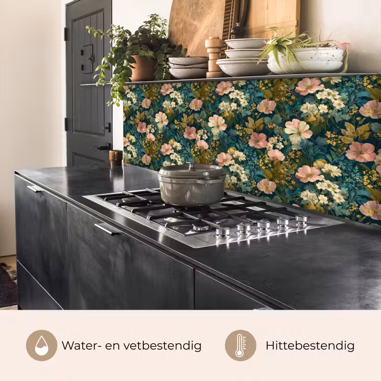 Wilde bloemen - Botanisch - Patroon - Roze - Romantisch keuken achterwand 2 middel 871 -usp_NL