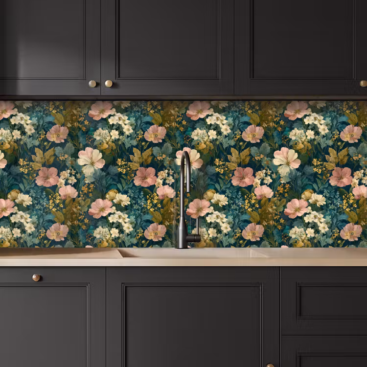 Wilde bloemen - Botanisch - Patroon - Roze - Romantisch keuken achterwand 2 middel 871 -sfeer1
