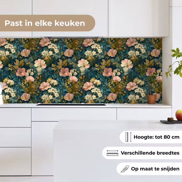 Wilde bloemen - Botanisch - Patroon - Roze - Romantisch keuken achterwand 2 middel 871 -sfeer4_NL
