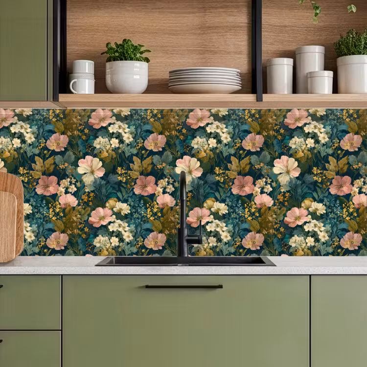 Wilde bloemen - Botanisch - Patroon - Roze - Romantisch keuken achterwand 2 middel 871 -sfeer3
