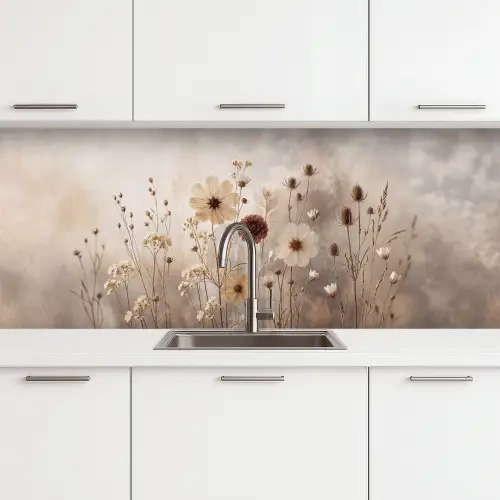 Wilde bloemen - Botanisch - Vintage - Natuur - Rustiek keuken achterwand 2 middel -3d