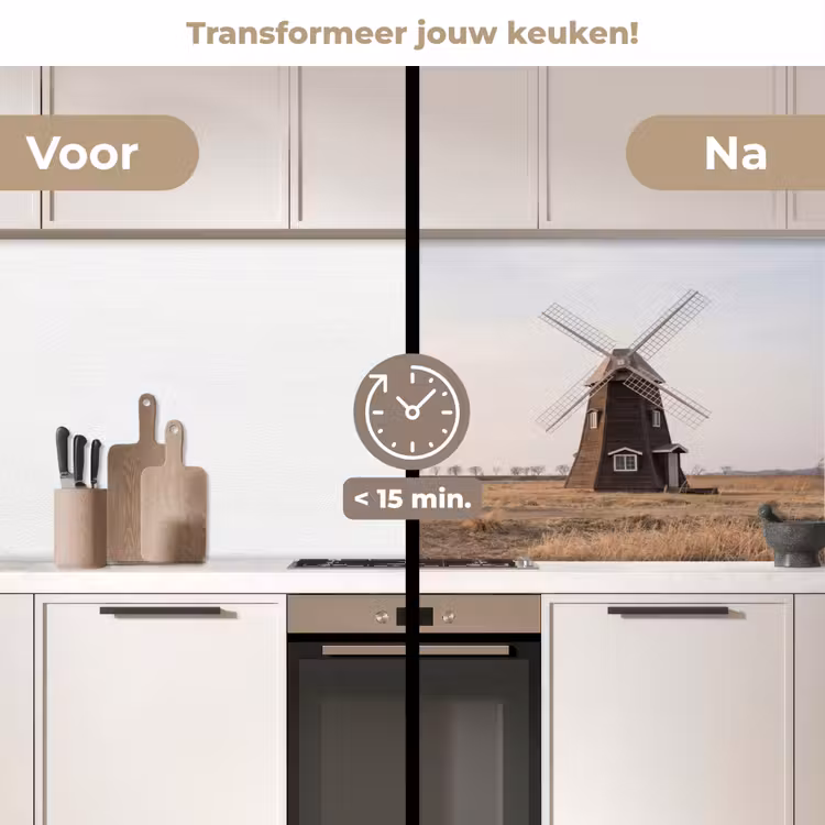 Windmolens - Landschap - Veld keuken achterwand 2 middel -voor-na2_NL