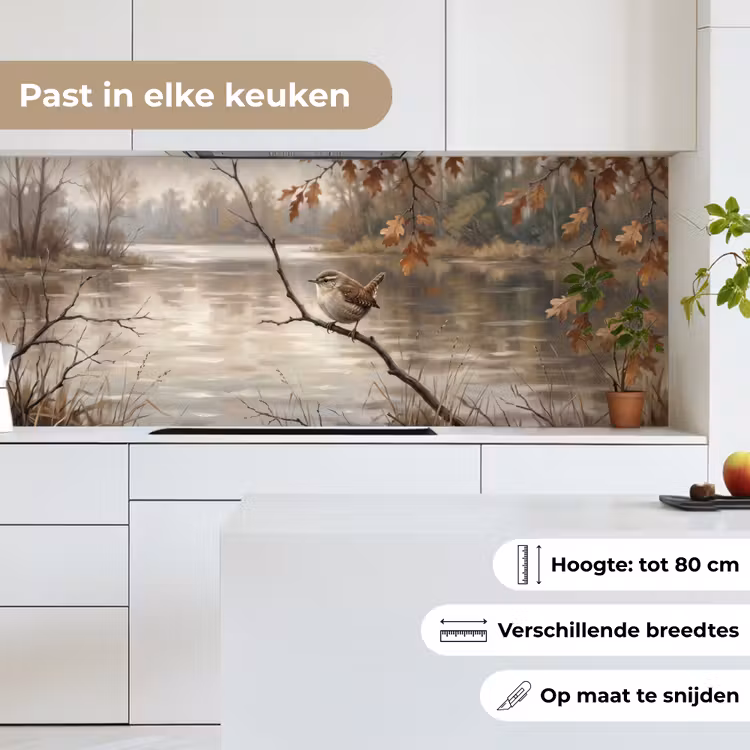 Winterkoninkje - Tak - Rivier - Natuur - Sfeervol keuken achterwand 2 middel -sfeer4_NL