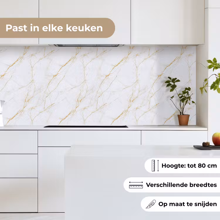 Wit - Marmer - Goud - Luxueus keuken achterwand 2 middel 871 -sfeer4_NL