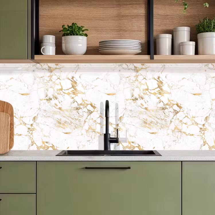 Wit - Marmer - Luxe - Goud keuken achterwand 2 middel 871 -sfeer3