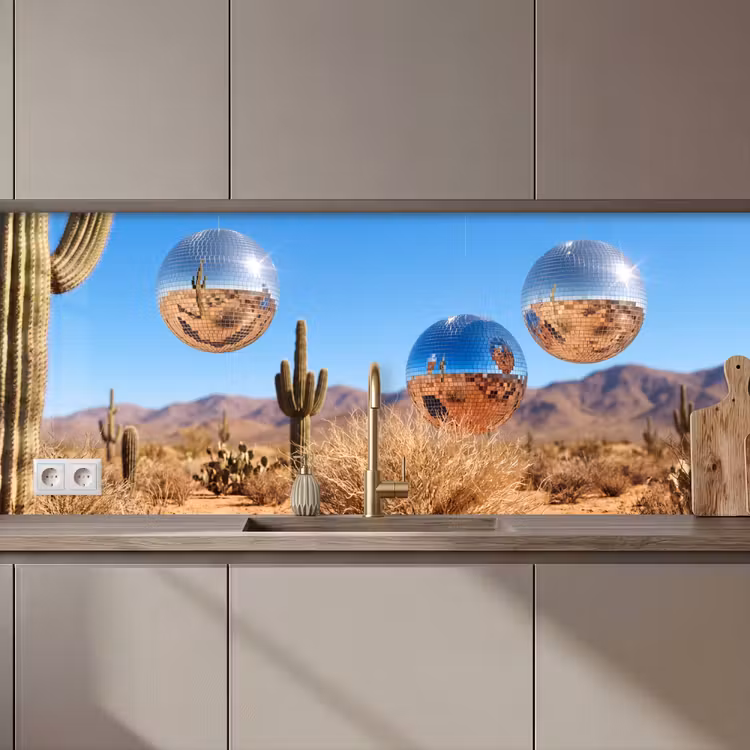 Keuken achterwand - Woestijn - Spiegelbal - Kunst - Woestijn - Spiegelbal - Kunst keuken achterwand 2 middel zz_3dshopping