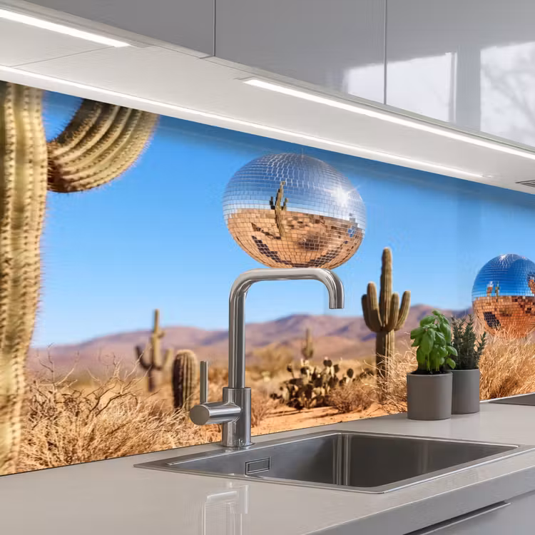 Keuken achterwand - Woestijn - Spiegelbal - Kunst - Woestijn - Spiegelbal - Kunst keuken achterwand 2 middel