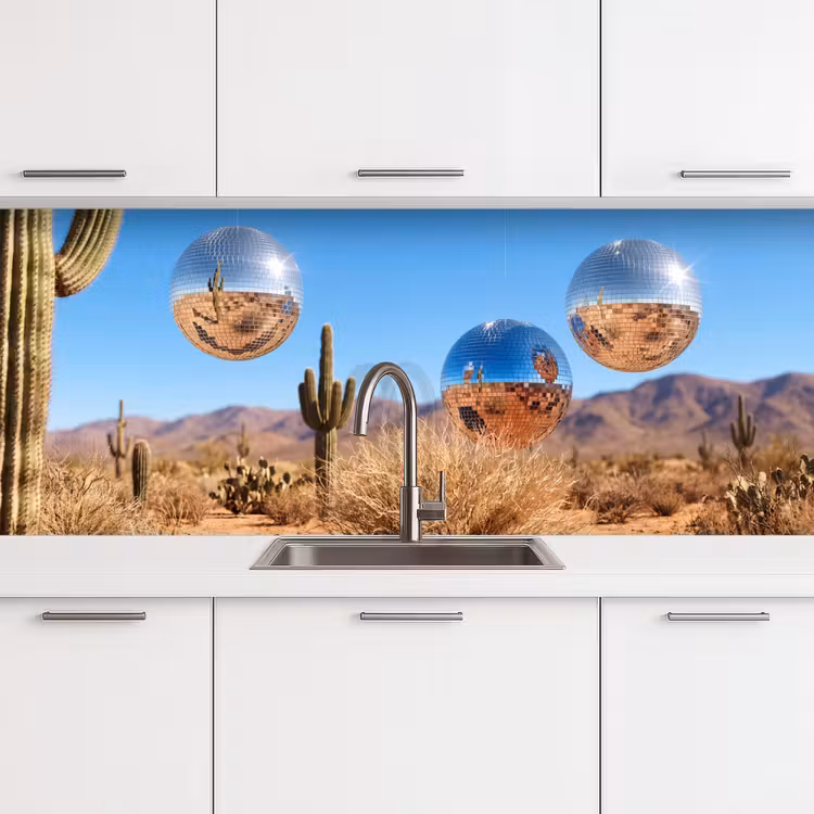Keuken achterwand - Woestijn - Spiegelbal - Kunst - Woestijn - Spiegelbal - Kunst keuken achterwand 2 middel