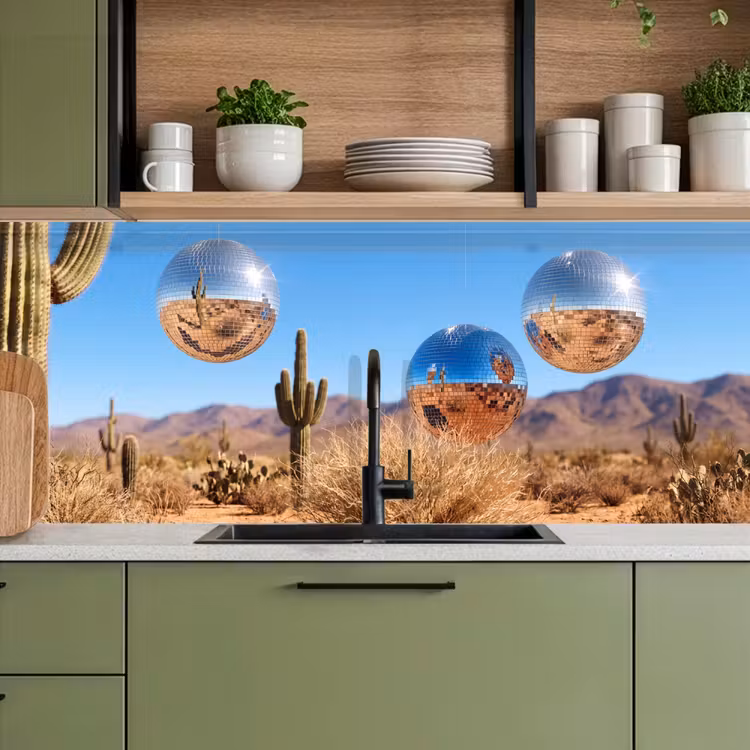 Keuken achterwand - Woestijn - Spiegelbal - Kunst - Woestijn - Spiegelbal - Kunst keuken achterwand 2 middel