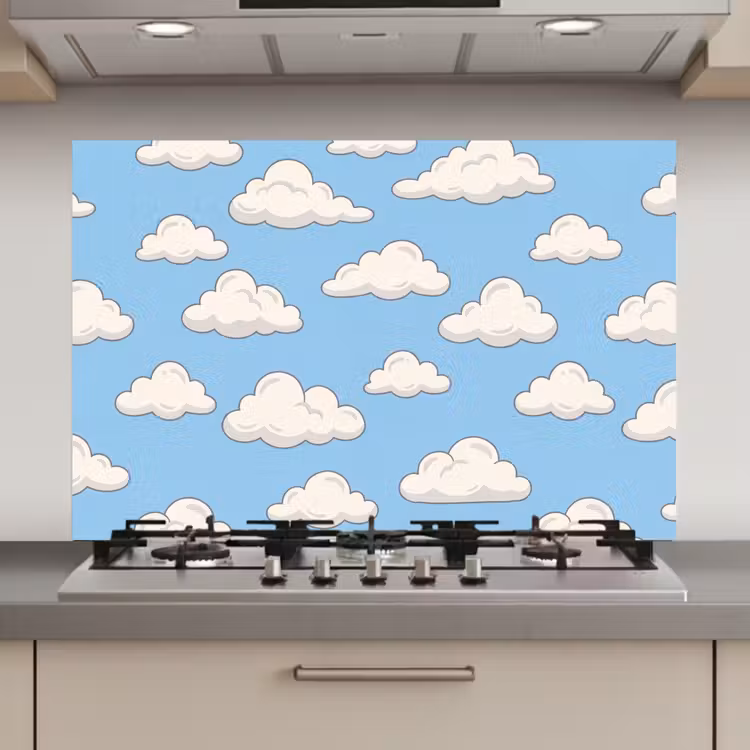 Wolk - Cartoon - Lucht - Blauw - Wit keuken achterwand spatscherm klein -3d_website