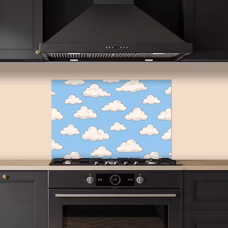 Wolk - Cartoon - Lucht - Blauw - Wit keuken achterwand spatscherm klein -sfeer1