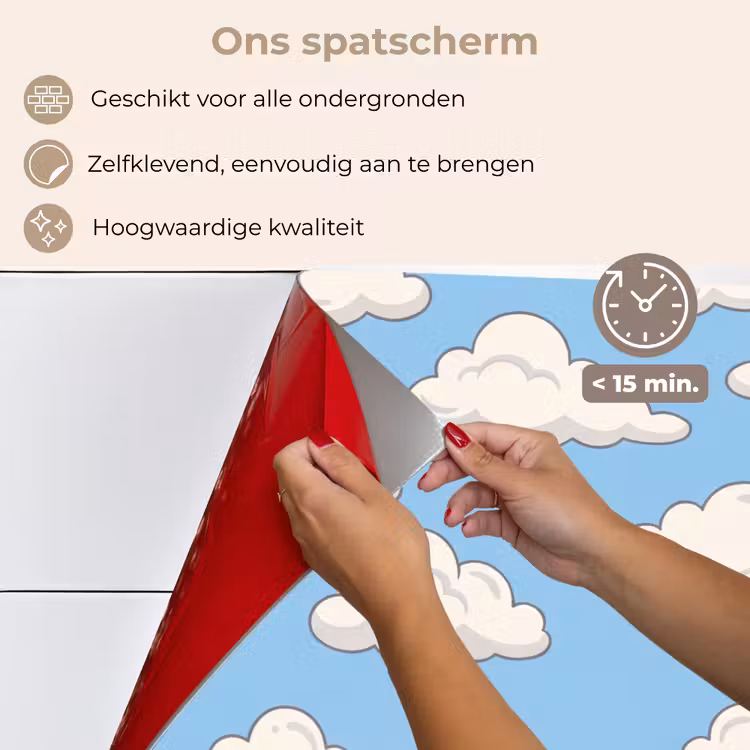 Wolk - Cartoon - Lucht - Blauw - Wit keuken achterwand spatscherm klein -spatscherm_NL