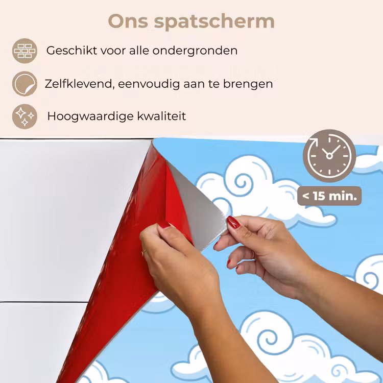 Wolk - Lucht - Cartoon - Blauw - Wit keuken achterwand spatscherm klein -spatscherm_NL