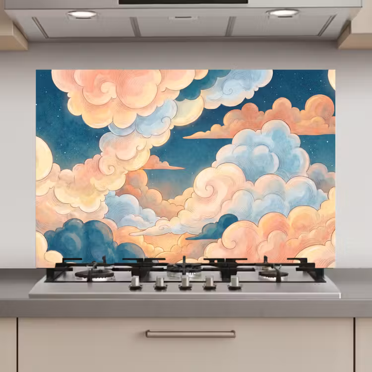 Wolk - Lucht - Natuur - Illustratief - Oranje keuken achterwand spatscherm klein -3d_website