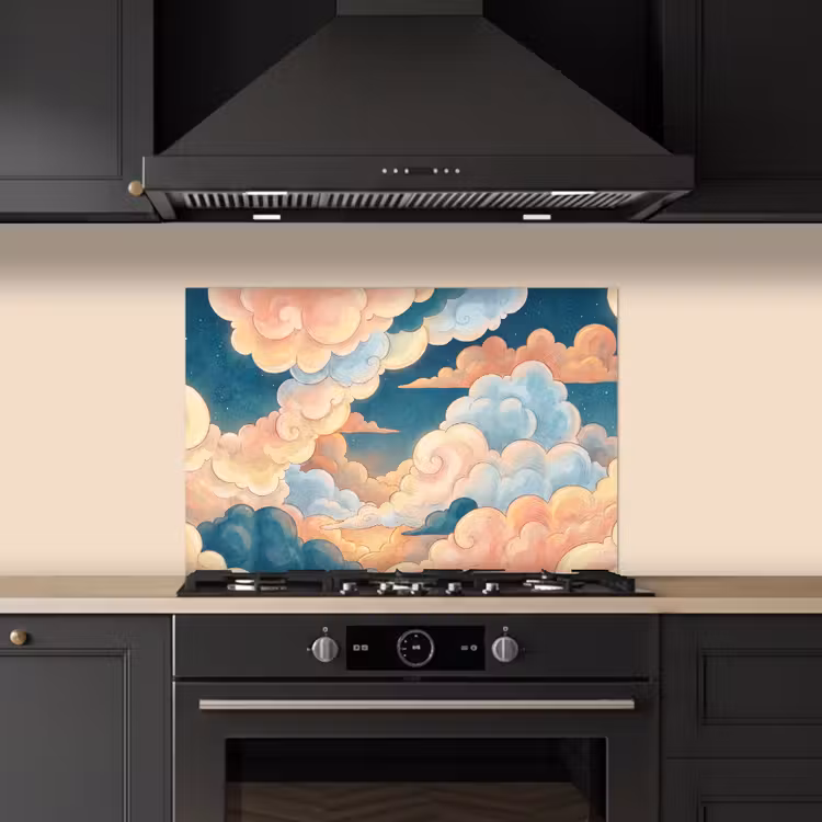 Wolk - Lucht - Natuur - Illustratief - Oranje keuken achterwand spatscherm klein -sfeer1