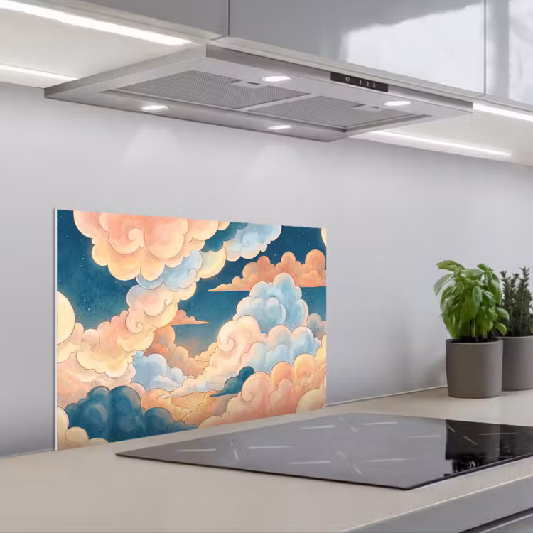 Wolk - Lucht - Natuur - Illustratief - Oranje keuken achterwand spatscherm klein -3d_schuin