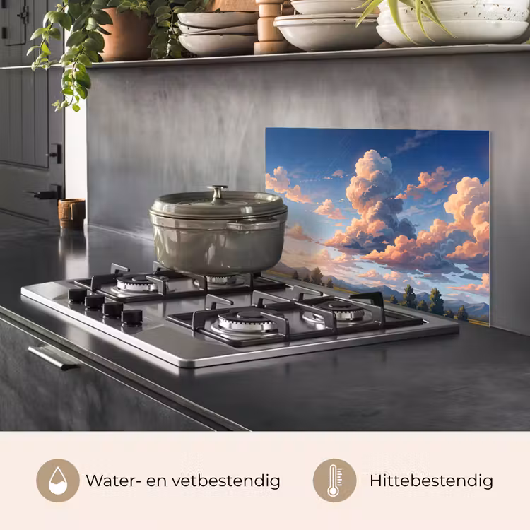 Wolken - Daghemel - Natuur - Illustratie - Oranje keuken achterwand spatscherm klein -usp_NL