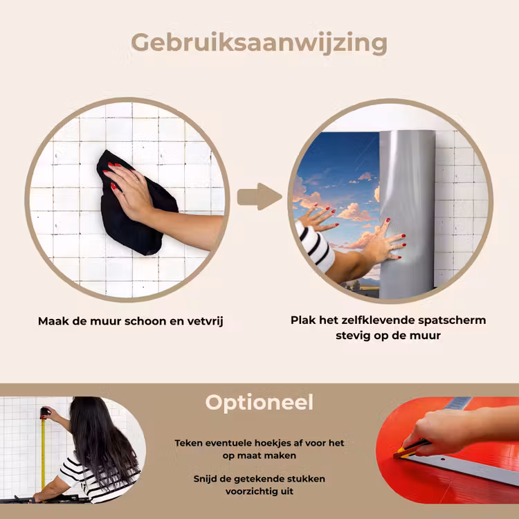 Wolken - Daghemel - Natuur - Illustratie - Oranje keuken achterwand spatscherm klein -gebruiksaanwijzing_NL