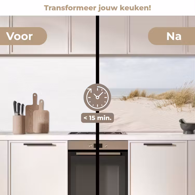 Wolken - Duinlandschap - Zand keuken achterwand 2 middel -voor-na2_NL