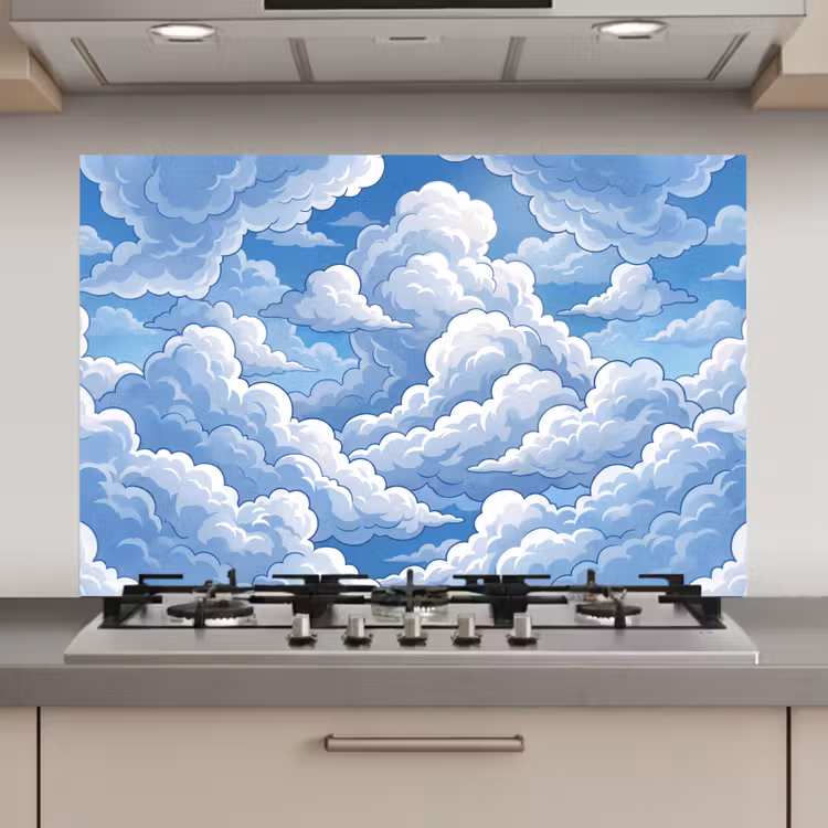 Wolken - Hemel - Abstract - Wit keuken achterwand spatscherm klein -3d_website