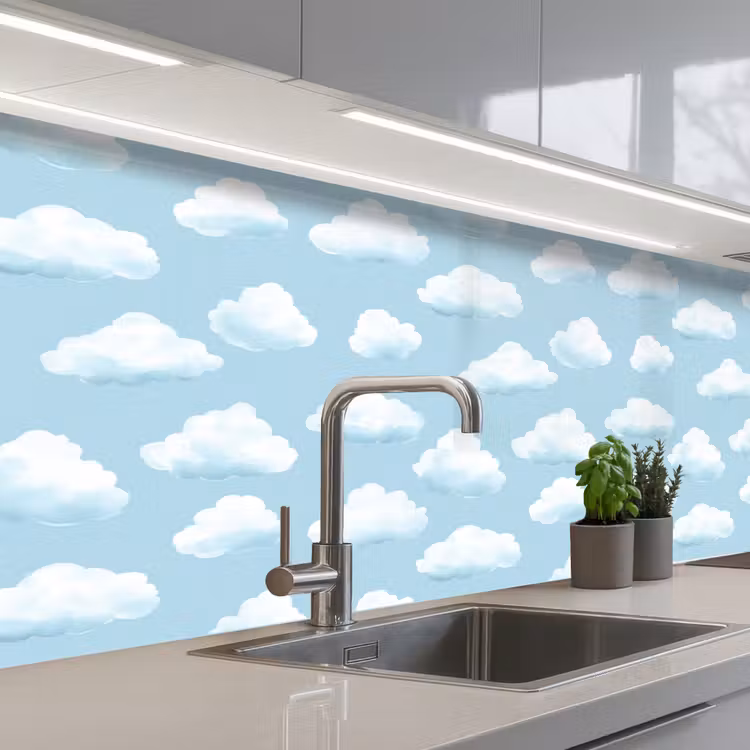 Wolken - Illustratie - Blauw keuken achterwand 2 middel 871 -3d_schuin