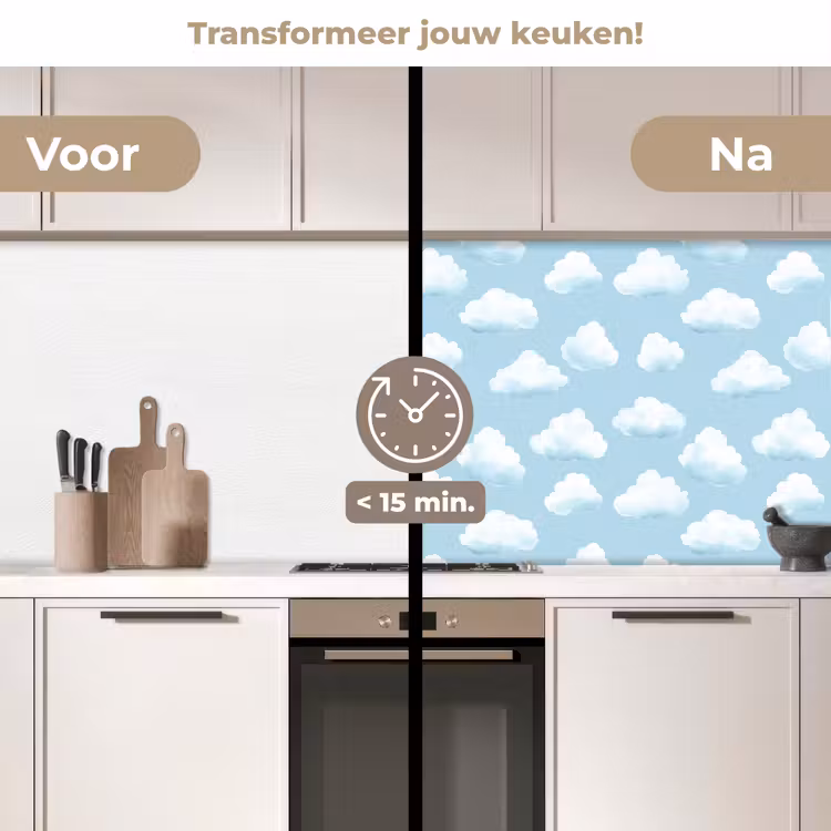 Wolken - Illustratie - Blauw keuken achterwand 2 middel 871 -voor-na2_NL