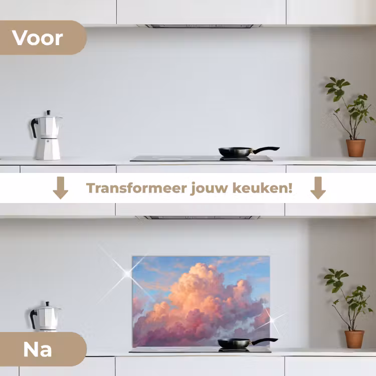 Wolken - Lucht - Natuur - Abstract - Kleurrijk keuken achterwand spatscherm klein -voor_na_NL