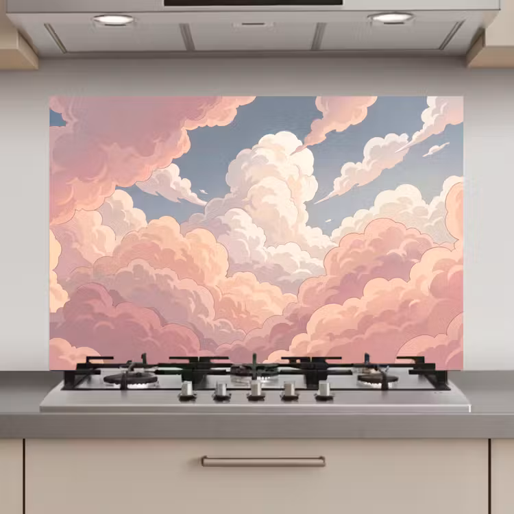 Wolken - Lucht - Natuur - Pastel - Roze keuken achterwand spatscherm klein -3d_website