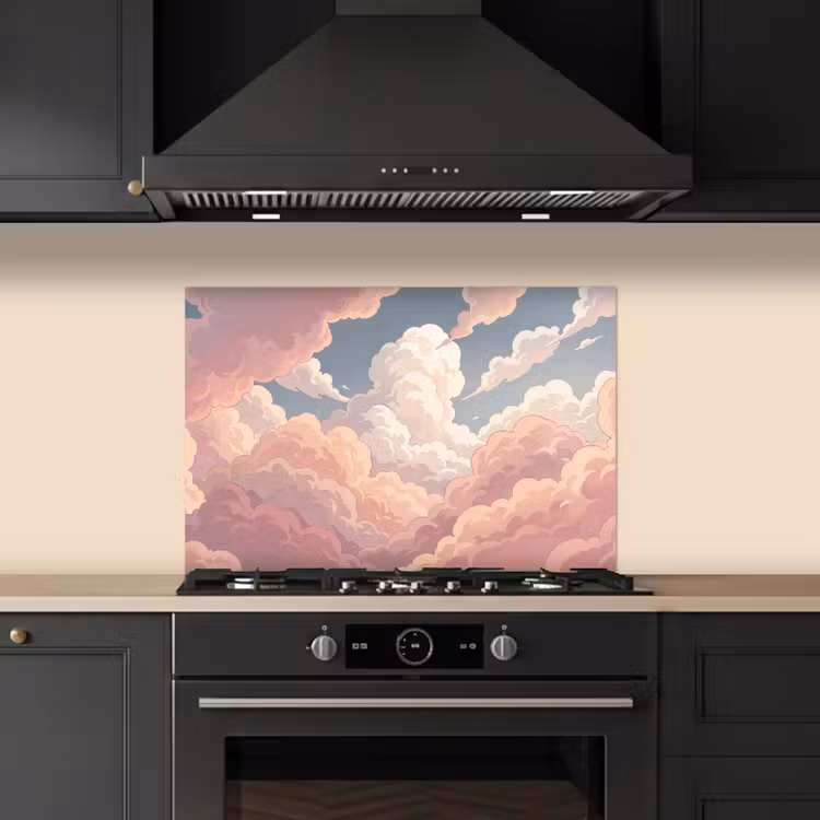 Wolken - Lucht - Natuur - Pastel - Roze keuken achterwand spatscherm klein -sfeer1