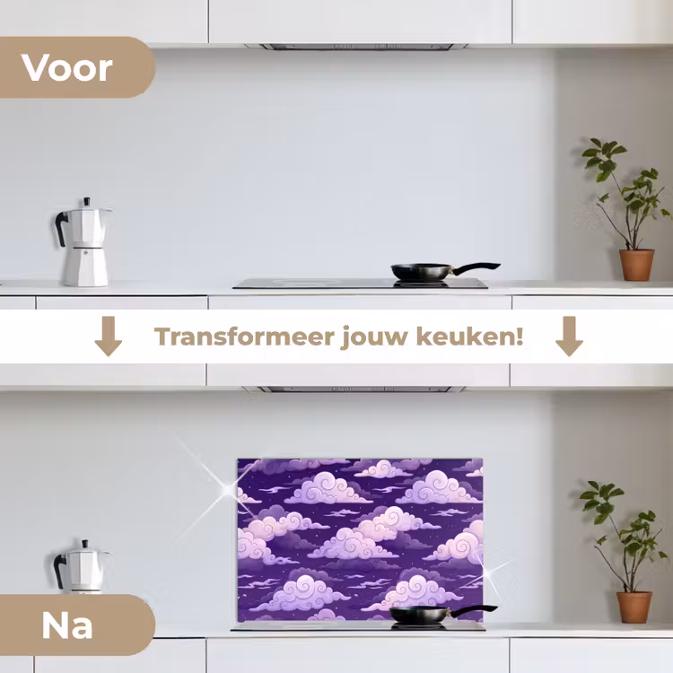 Wolken - Nacht - Natuur - Abstract - Paars keuken achterwand spatscherm klein -voor_na_NL